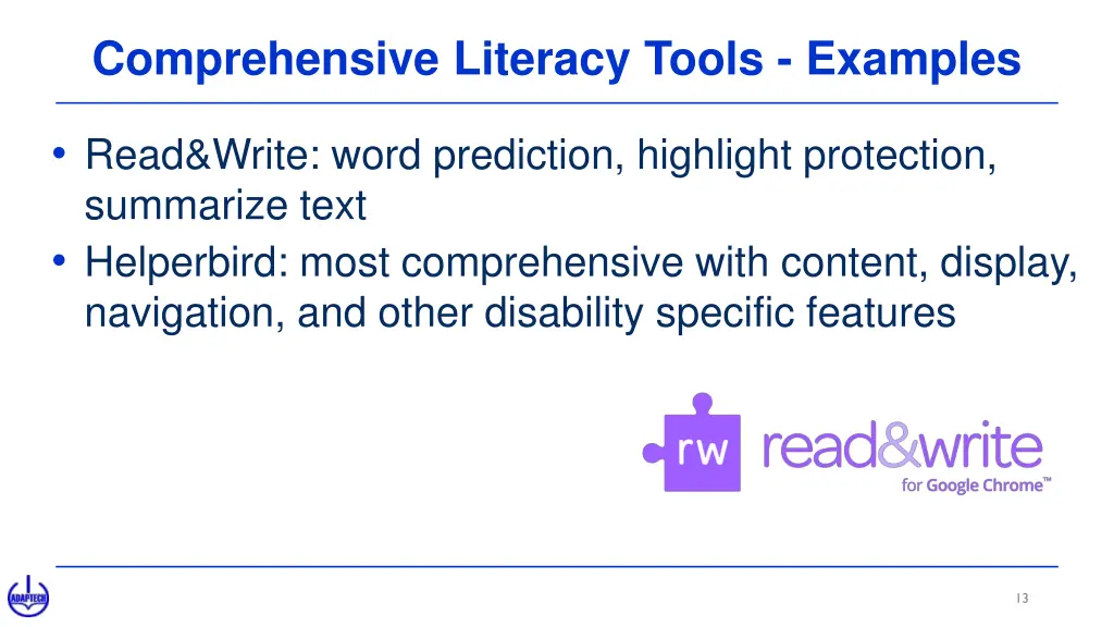 comprehensive literacy tools examples