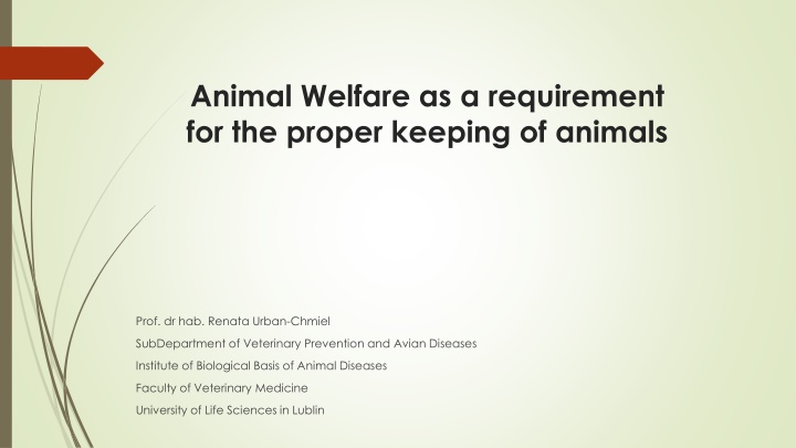 animal welfare as a requirement for the proper