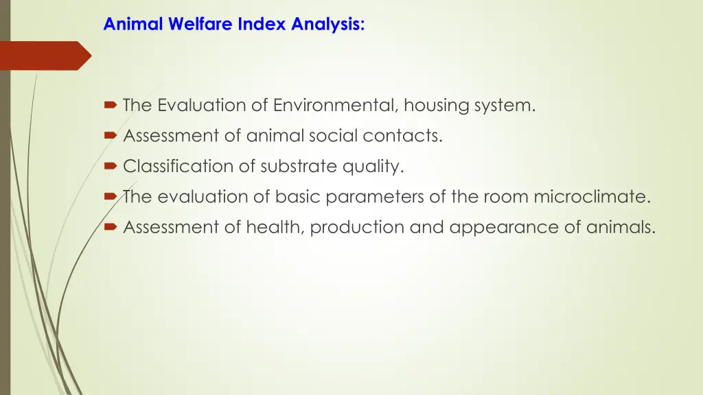 animal welfare index analysis