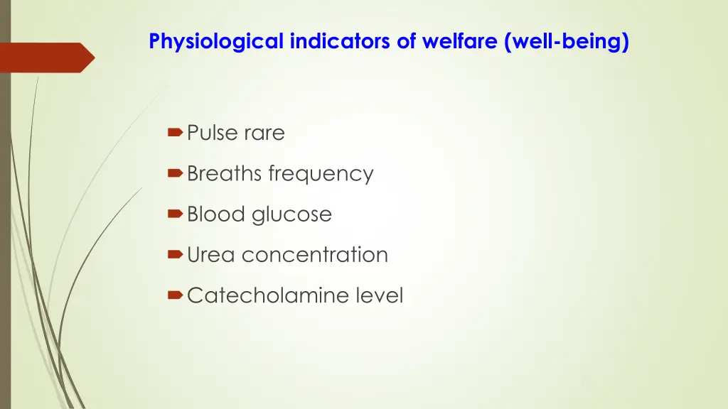 physiological indicators of welfare well being