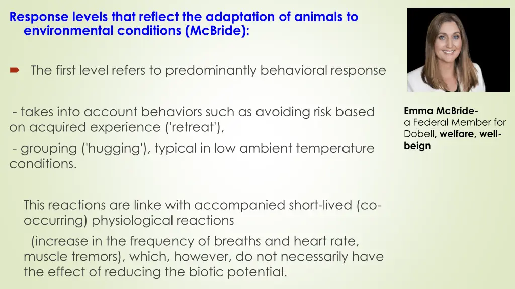 response levels that reflect the adaptation