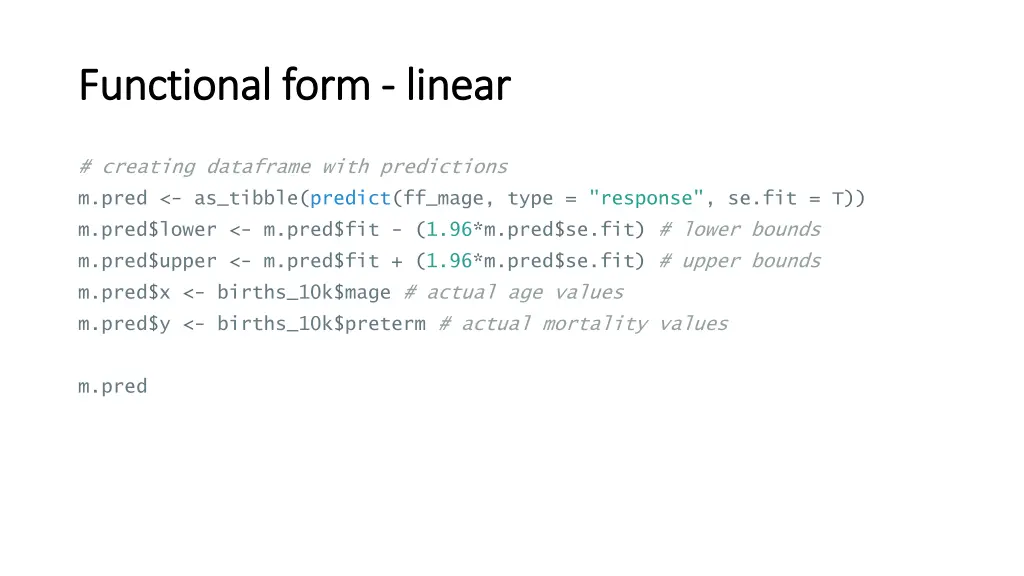 functional form functional form linear 1