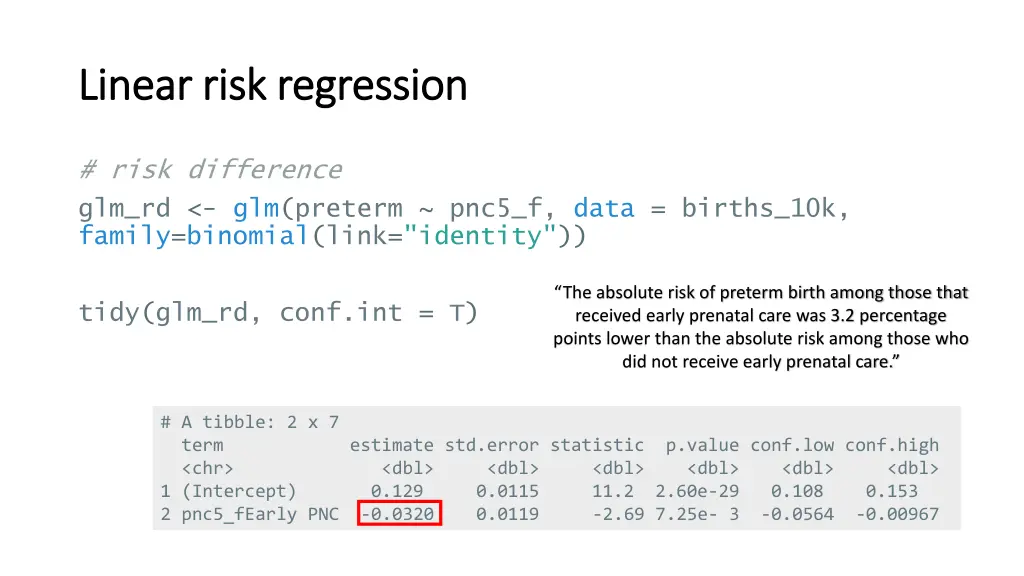 linear risk regression linear risk regression