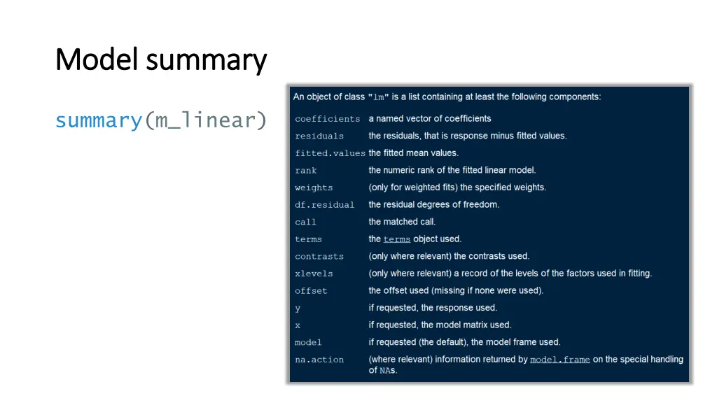 model summary model summary 1