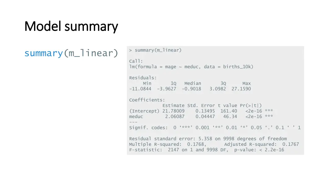 model summary model summary