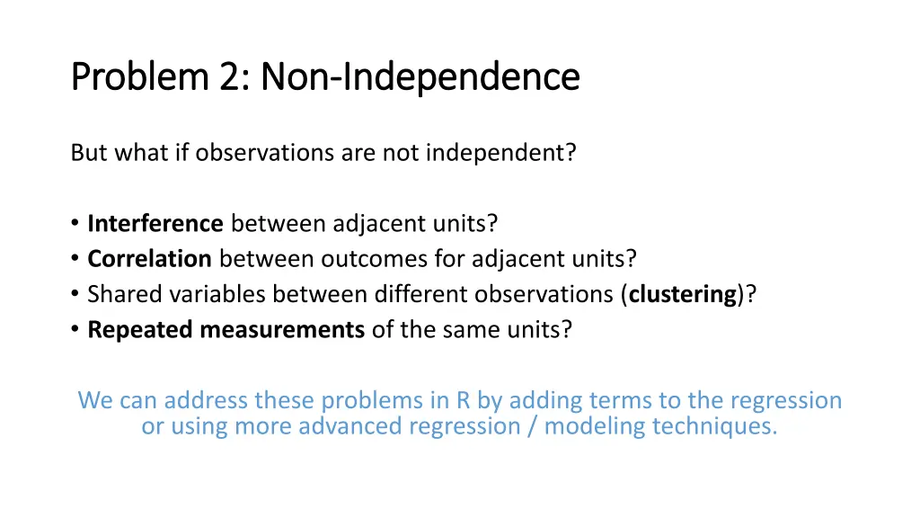 problem 2 non problem 2 non independence