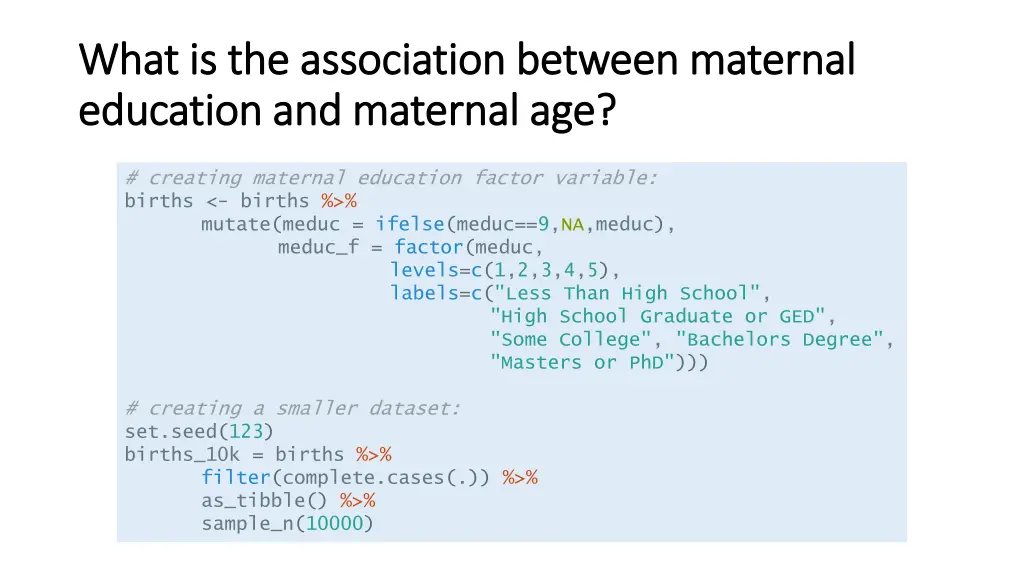 what is the association between maternal what