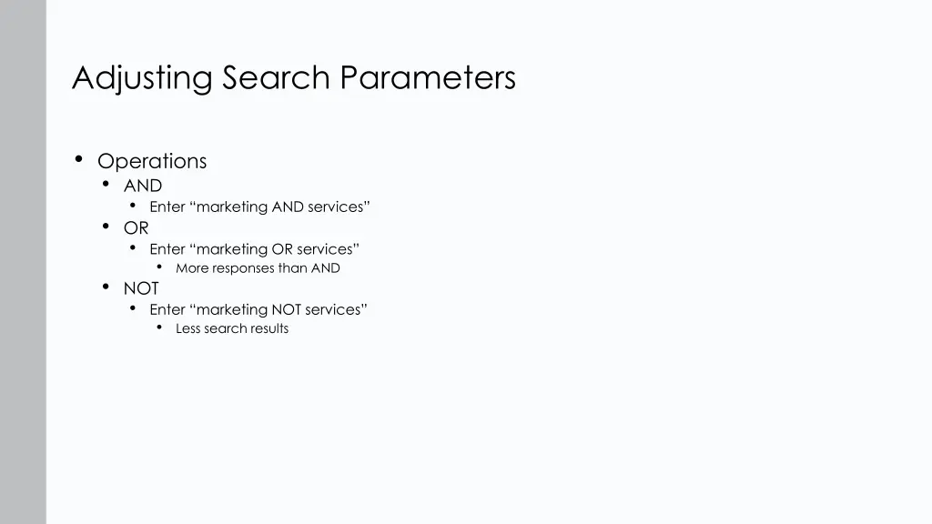 adjusting search parameters