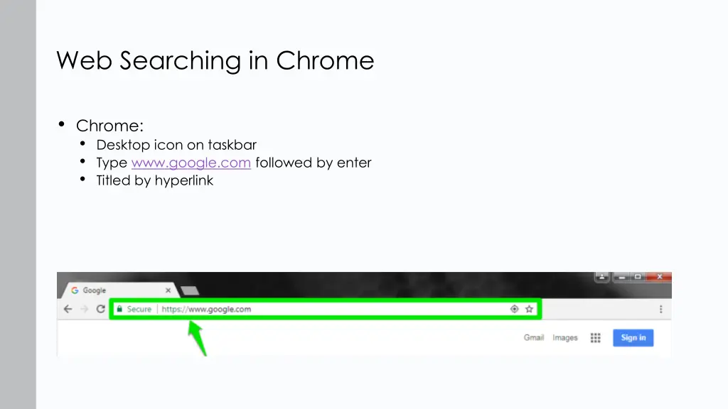 web searching in chrome