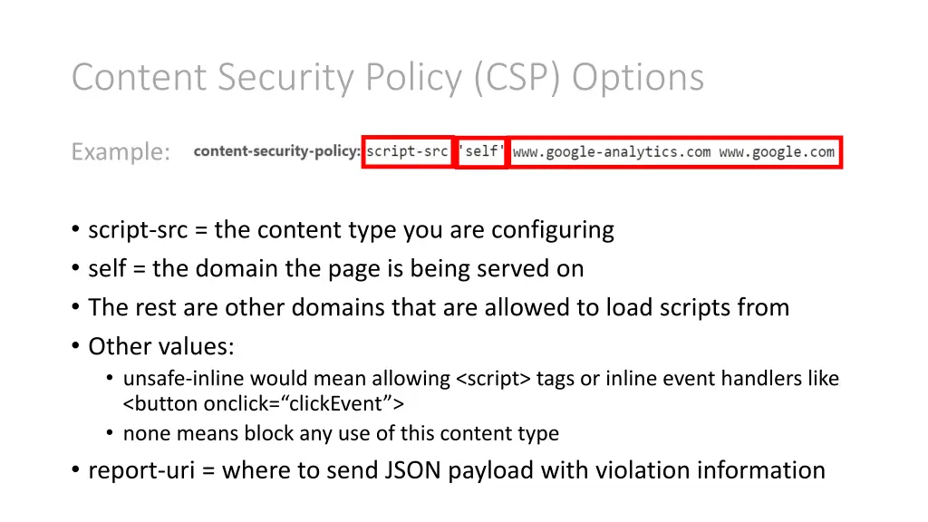 content security policy csp options