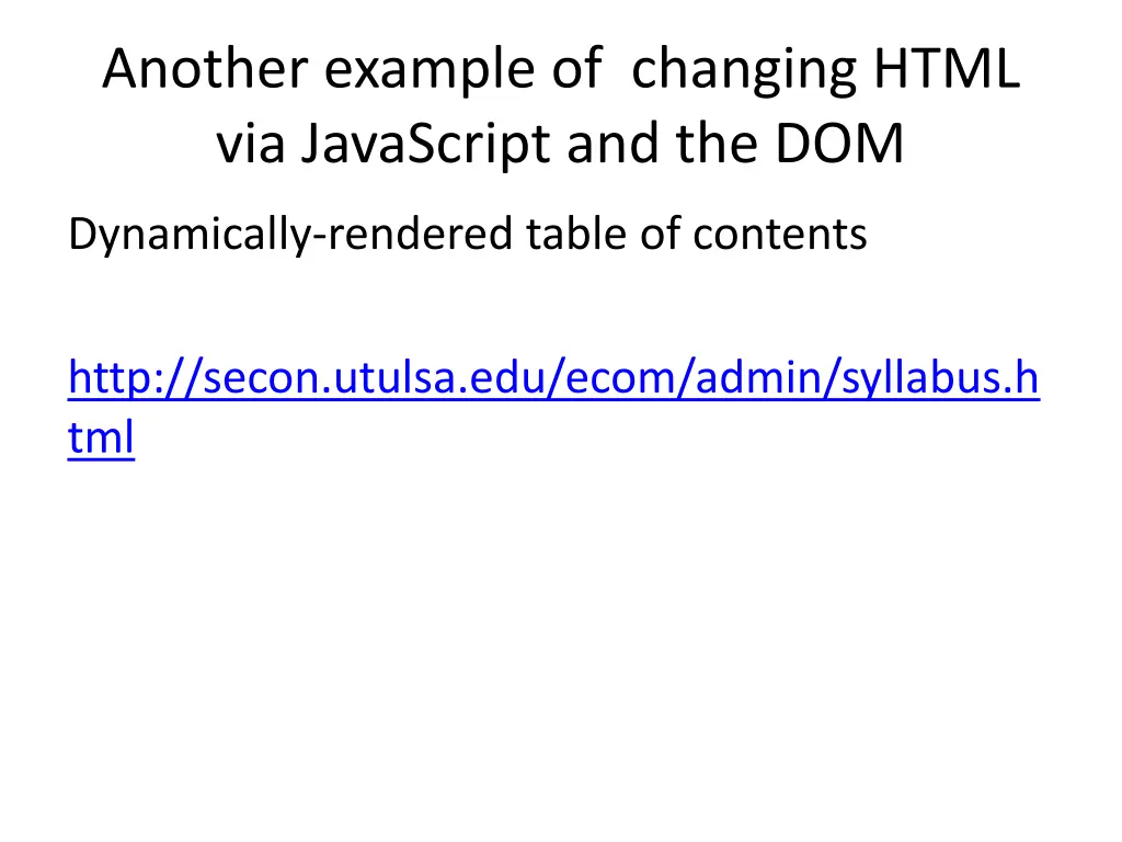 another example of changing html via javascript