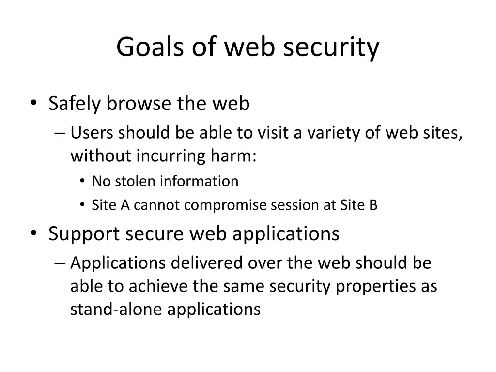 goals of web security