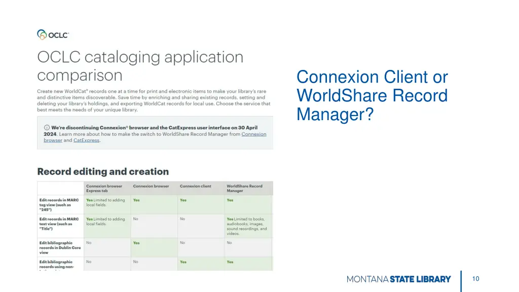 connexion client or worldshare record manager