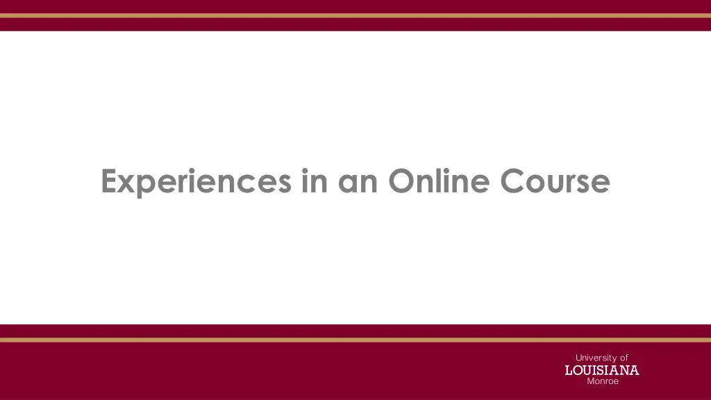 experiences in an online course