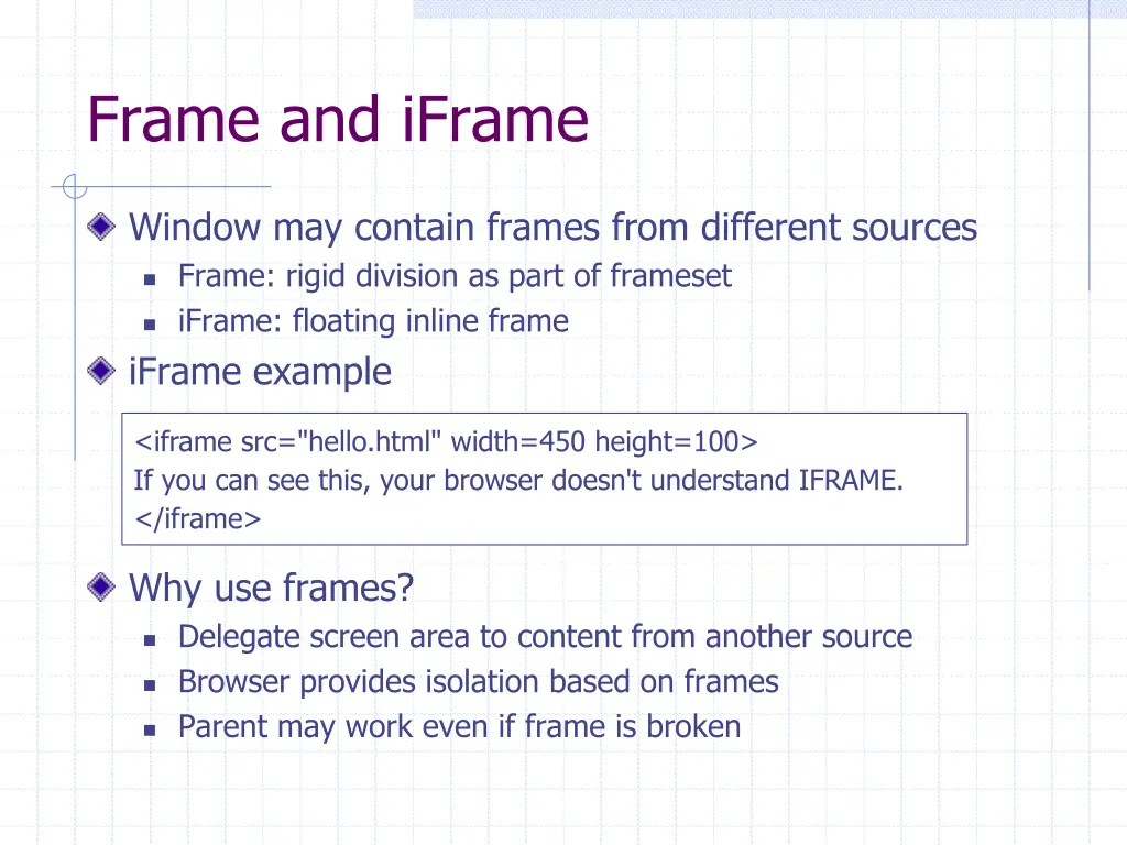 frame and iframe