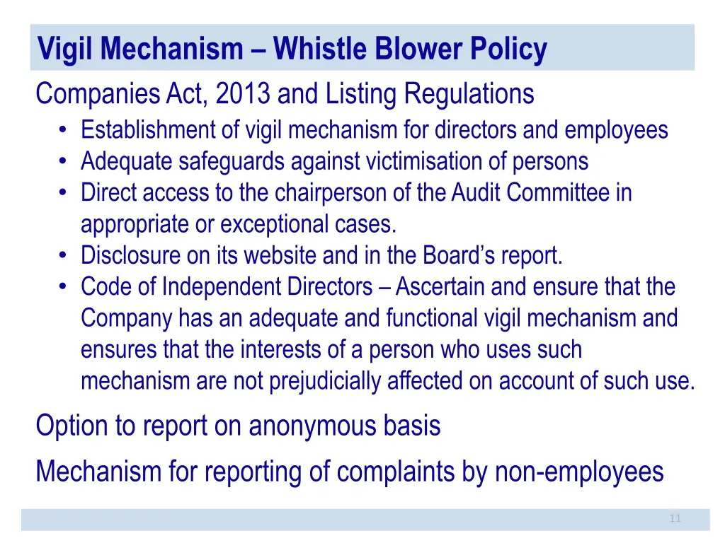 vigil mechanism whistle blower policy