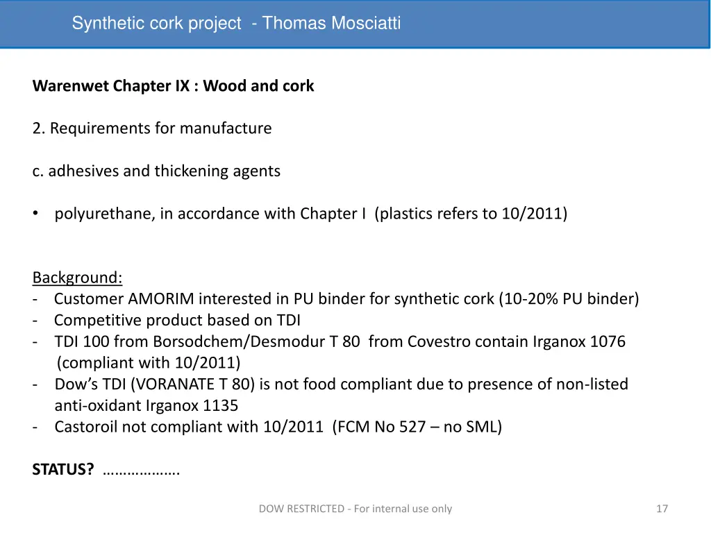 synthetic cork project thomas mosciatti