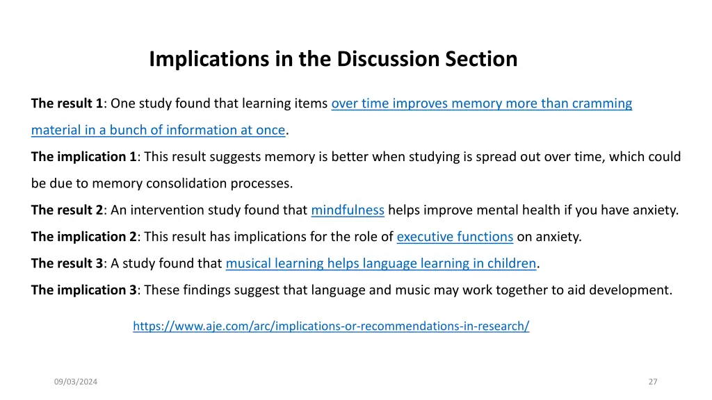 implications in the discussion section