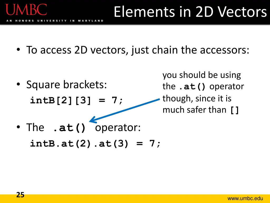 elements in 2d vectors