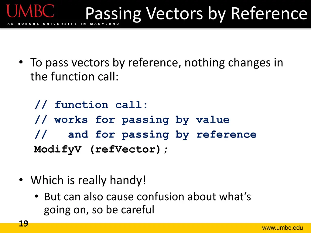 passing vectors by reference