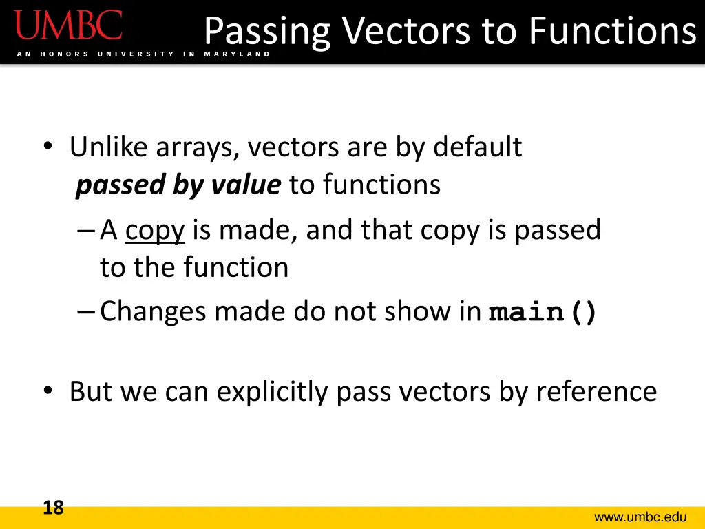 passing vectors to functions