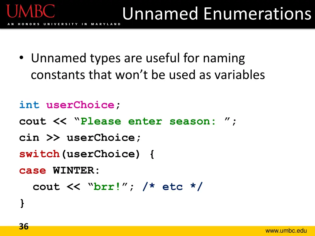 unnamed enumerations