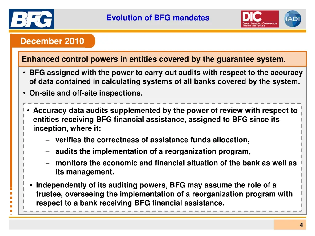 evolution of bfg mandates 2