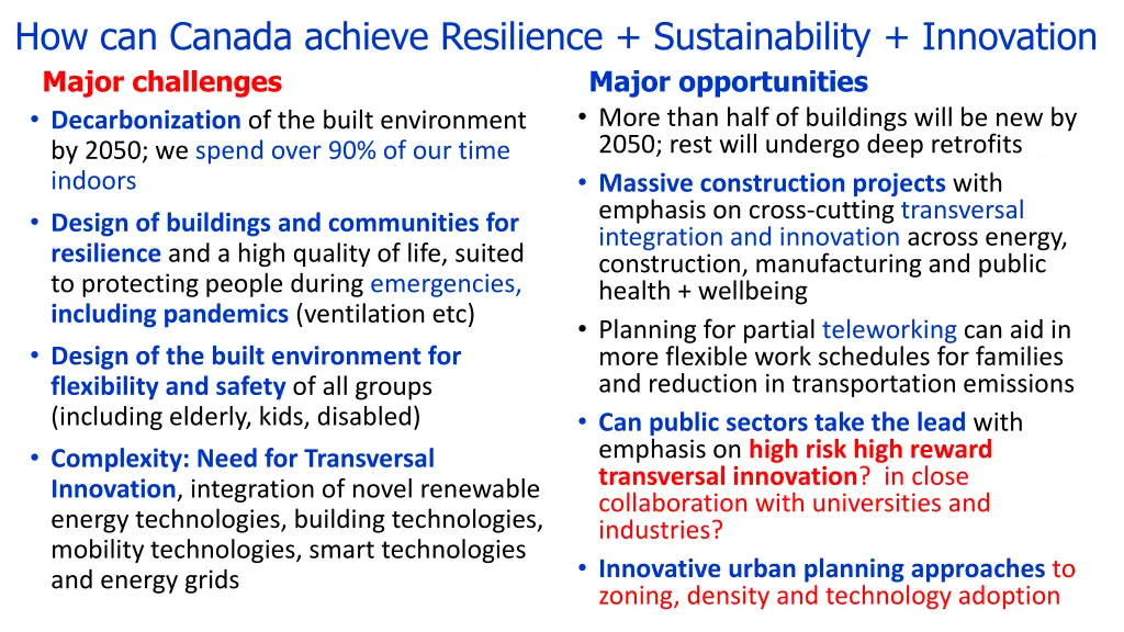 how can canada achieve resilience sustainability