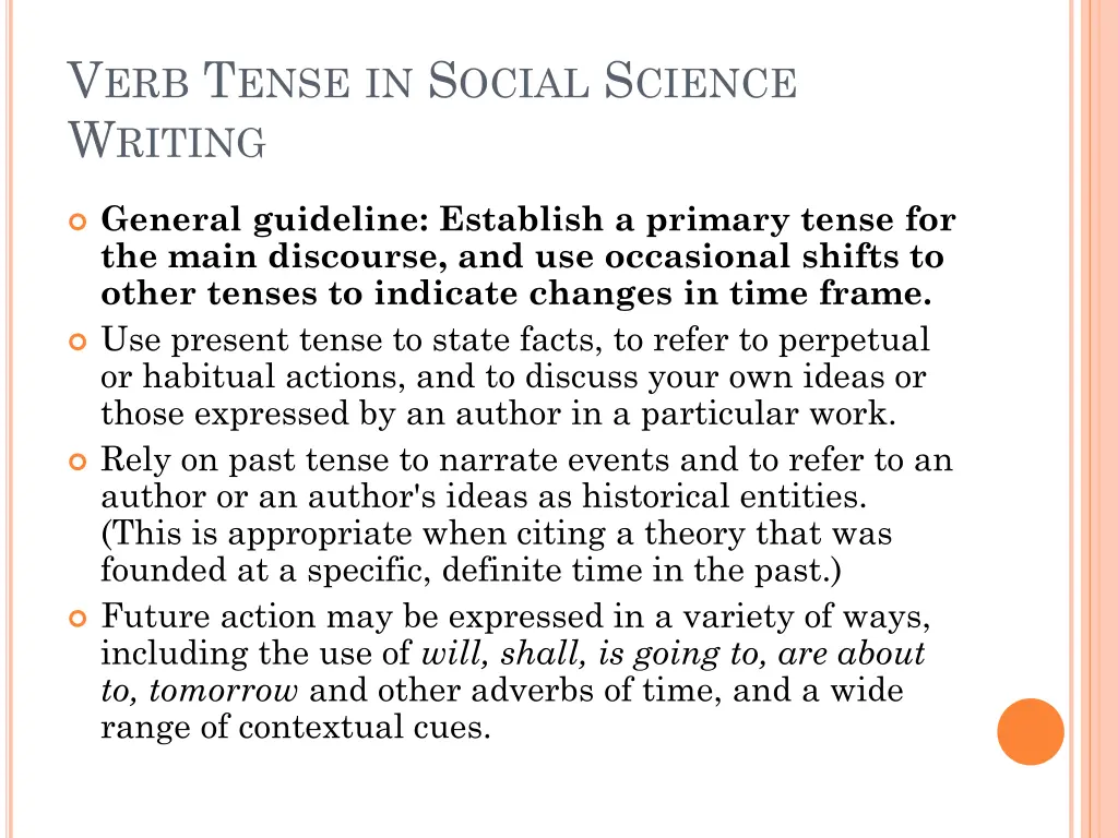 v erb t ense in s ocial s cience w riting