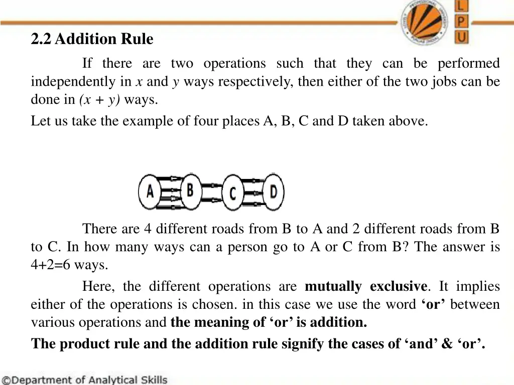 2 2 addition rule if there are two operations