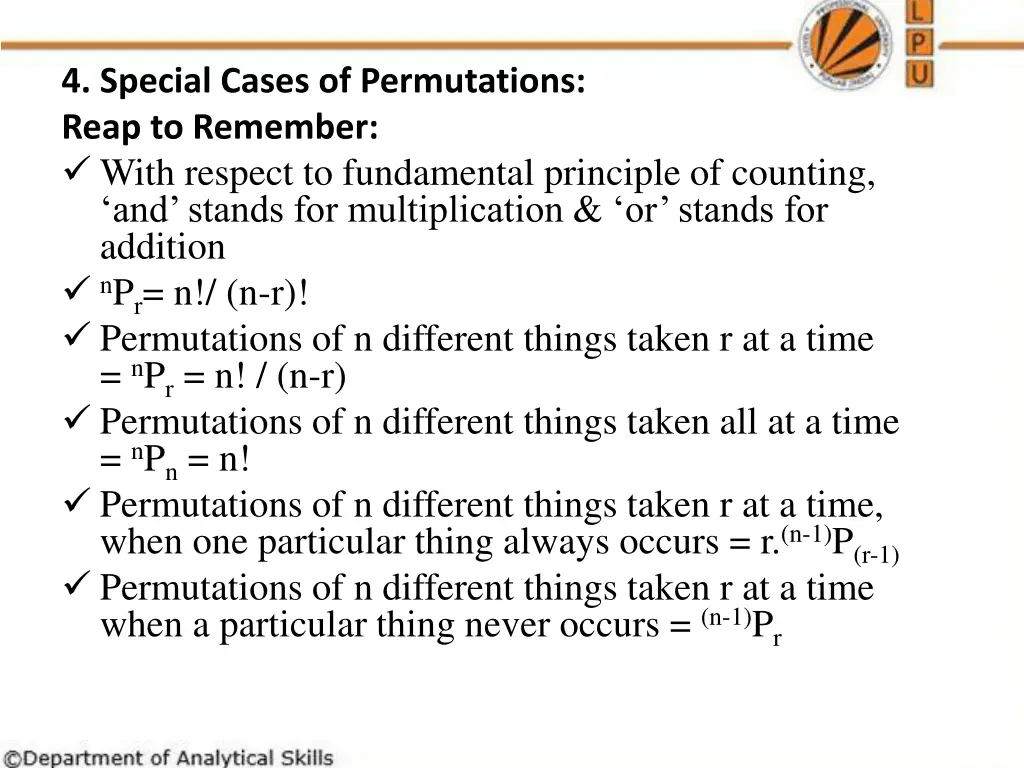 4 special cases of permutations reap to remember