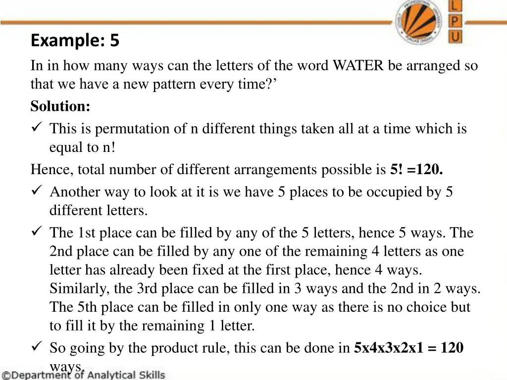 example 5 in in how many ways can the letters