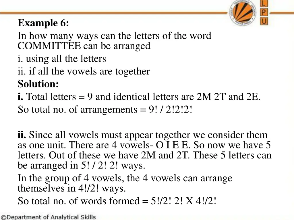 example 6 in how many ways can the letters