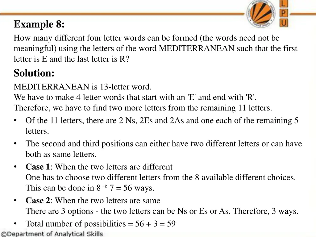 example 8 how many different four letter words