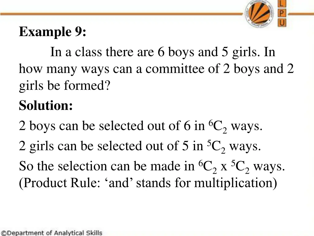 example 9 in a class there are 6 boys and 5 girls