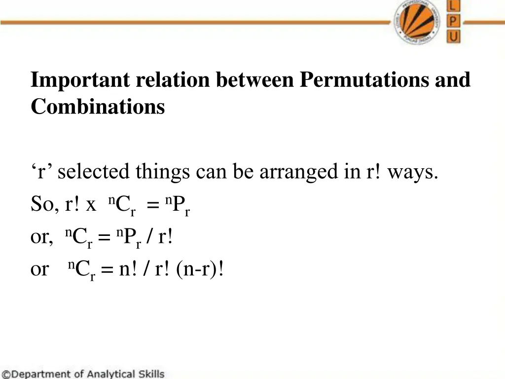 important relation between permutations