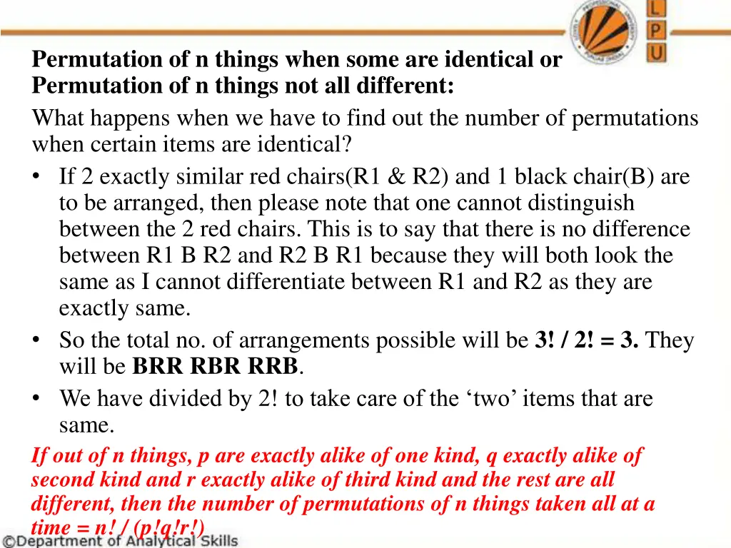 permutation of n things when some are identical