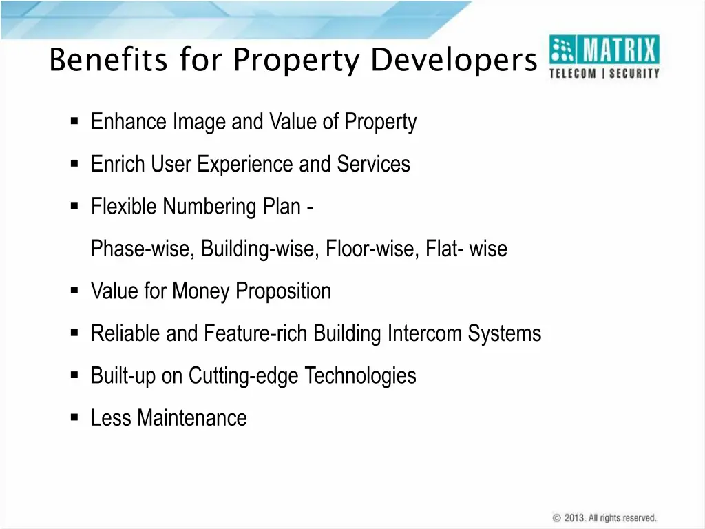 benefits for property developers