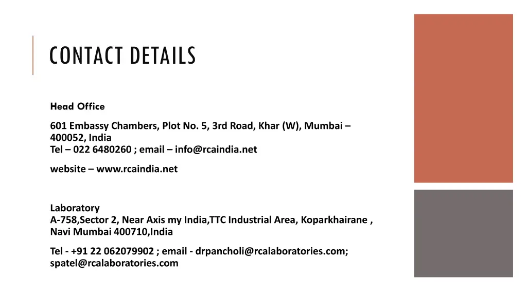 contact details