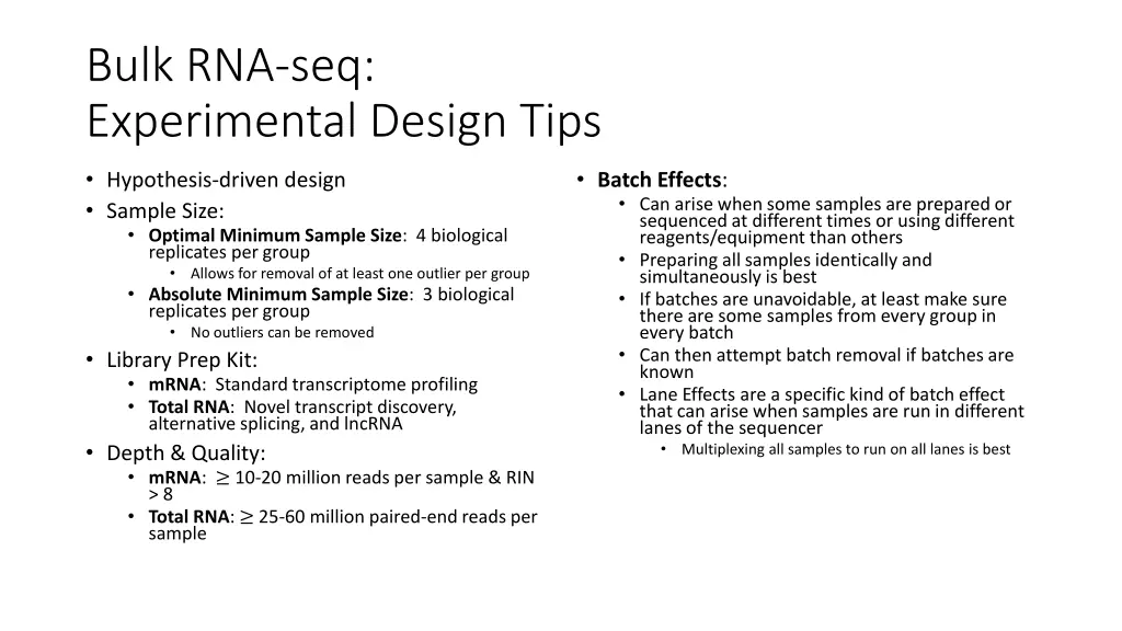 bulk rna seq experimental design tips