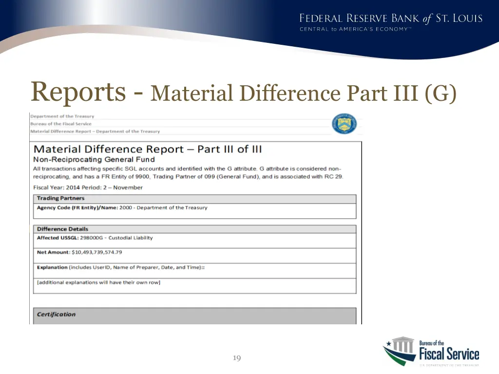 reports material difference part iii g