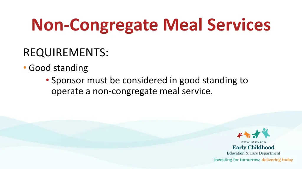 non congregate meal services