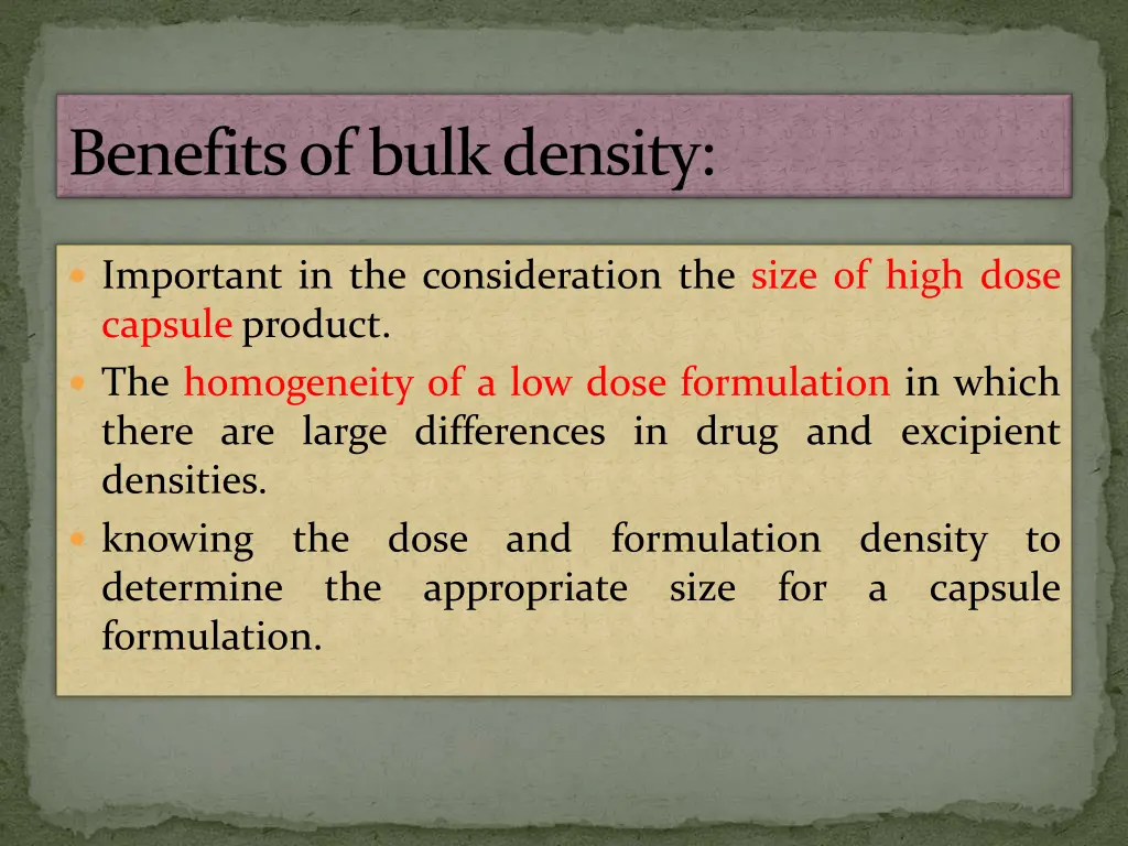 benefits of bulk density