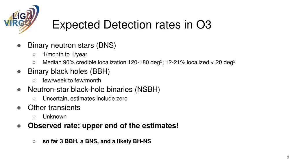 expected detection rates in o3