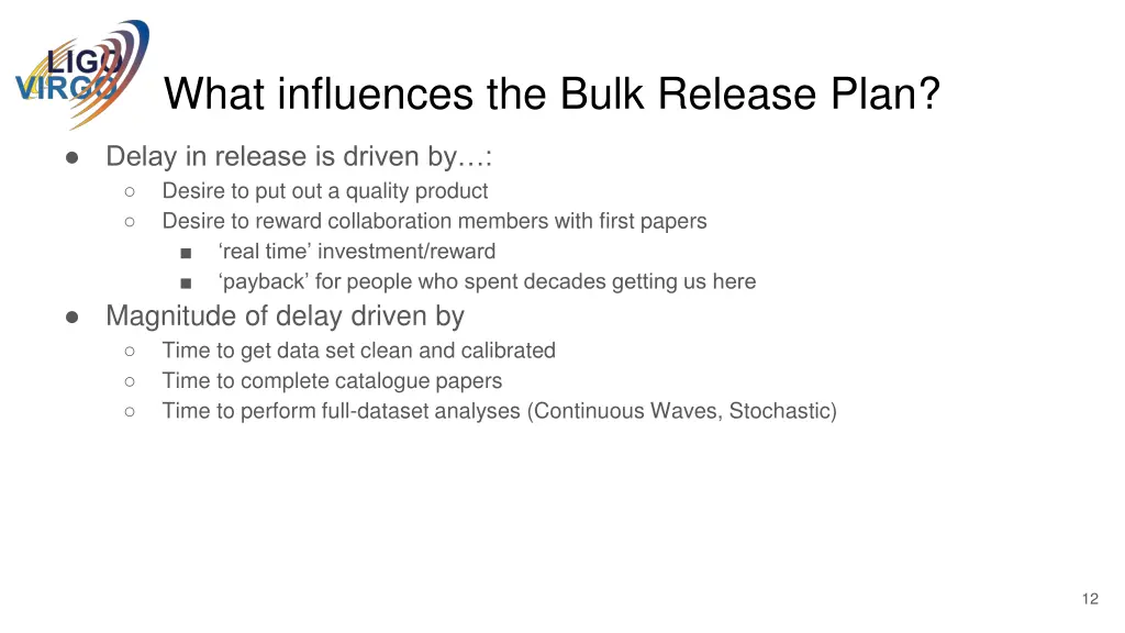 what influences the bulk release plan