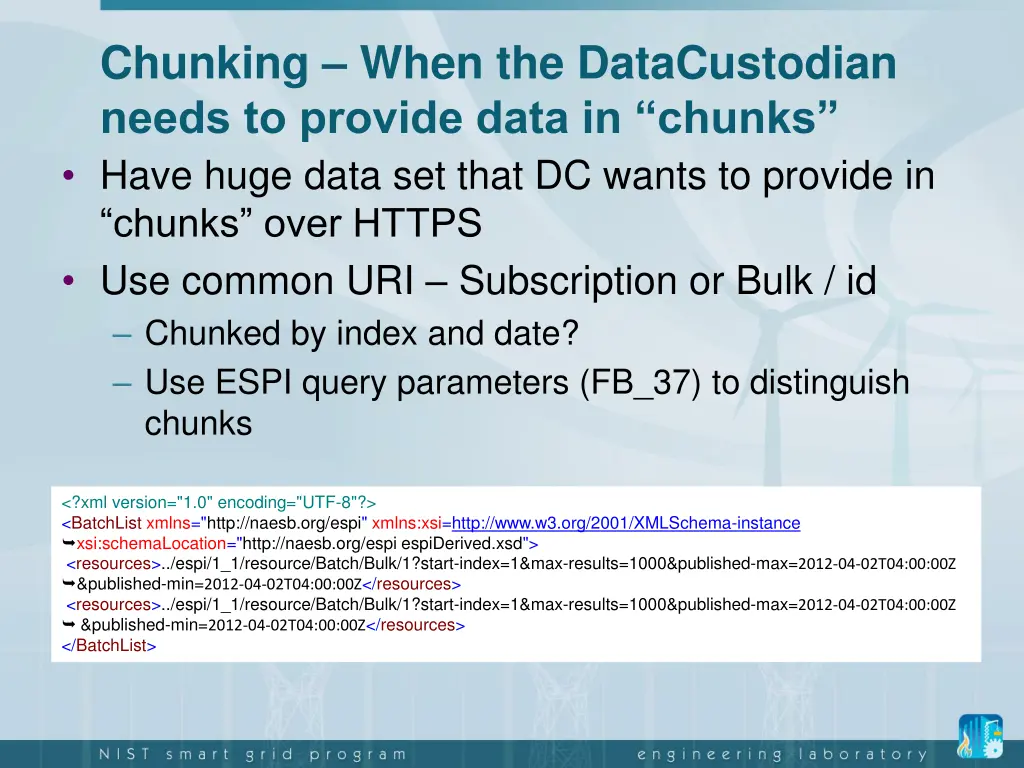 chunking when the datacustodian needs to provide