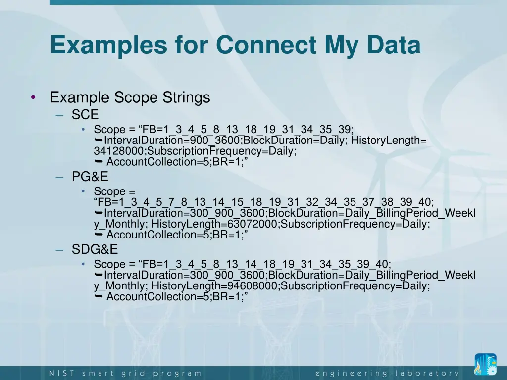 examples for connect my data