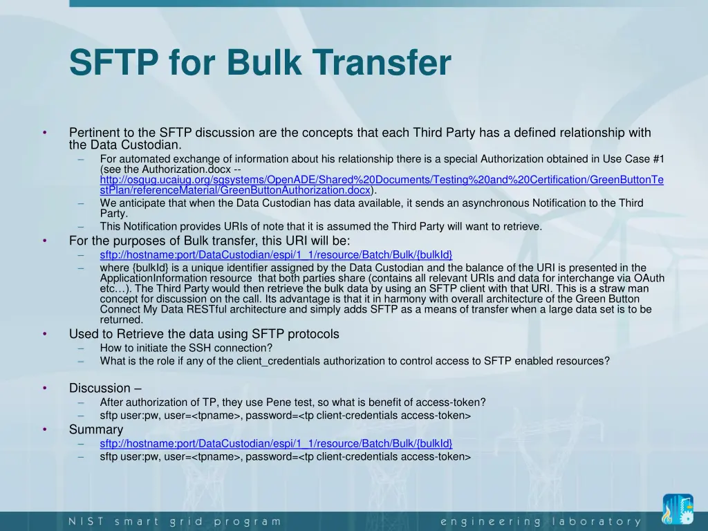 sftp for bulk transfer