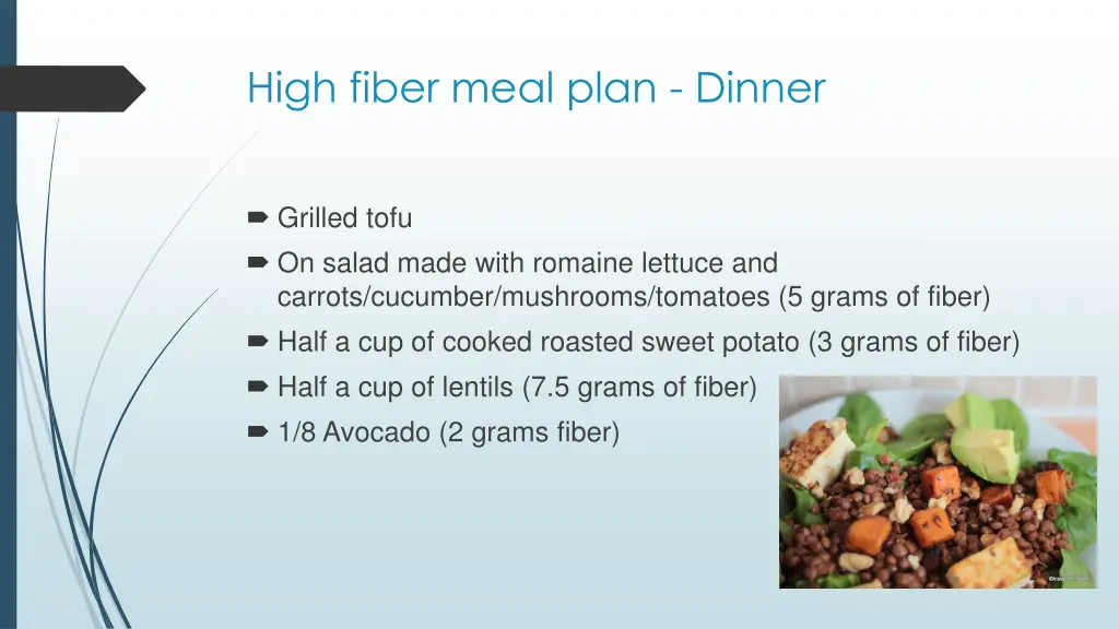 high fiber meal plan dinner