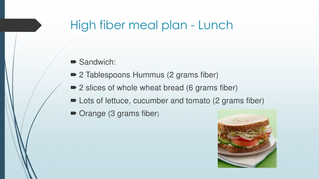 high fiber meal plan lunch